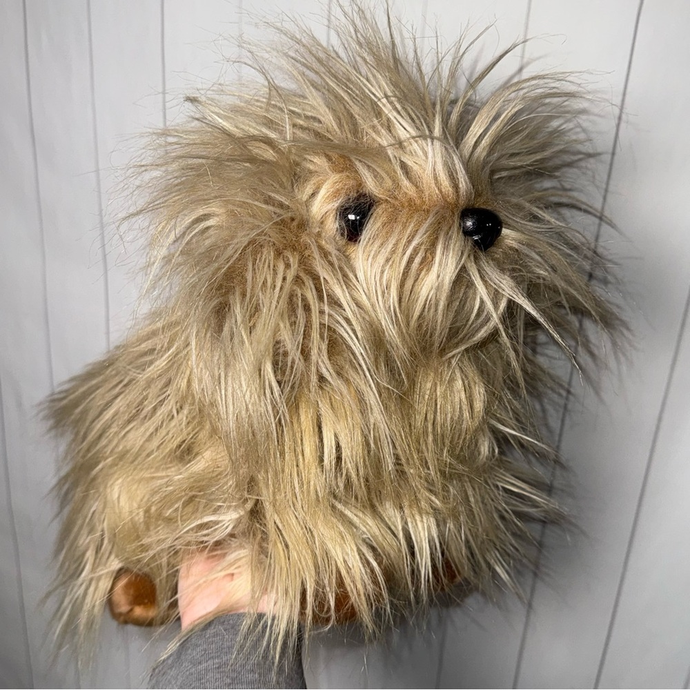 TY CLASSIC Vintage 1999 “Duster” Shaggy Dog 15" Fluffy Tan Puppy Stuffed Animal
